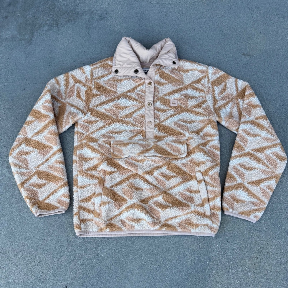 Billabong Adventure Division A/DIV Fleece Pullover Tan Geometric Diamond XS